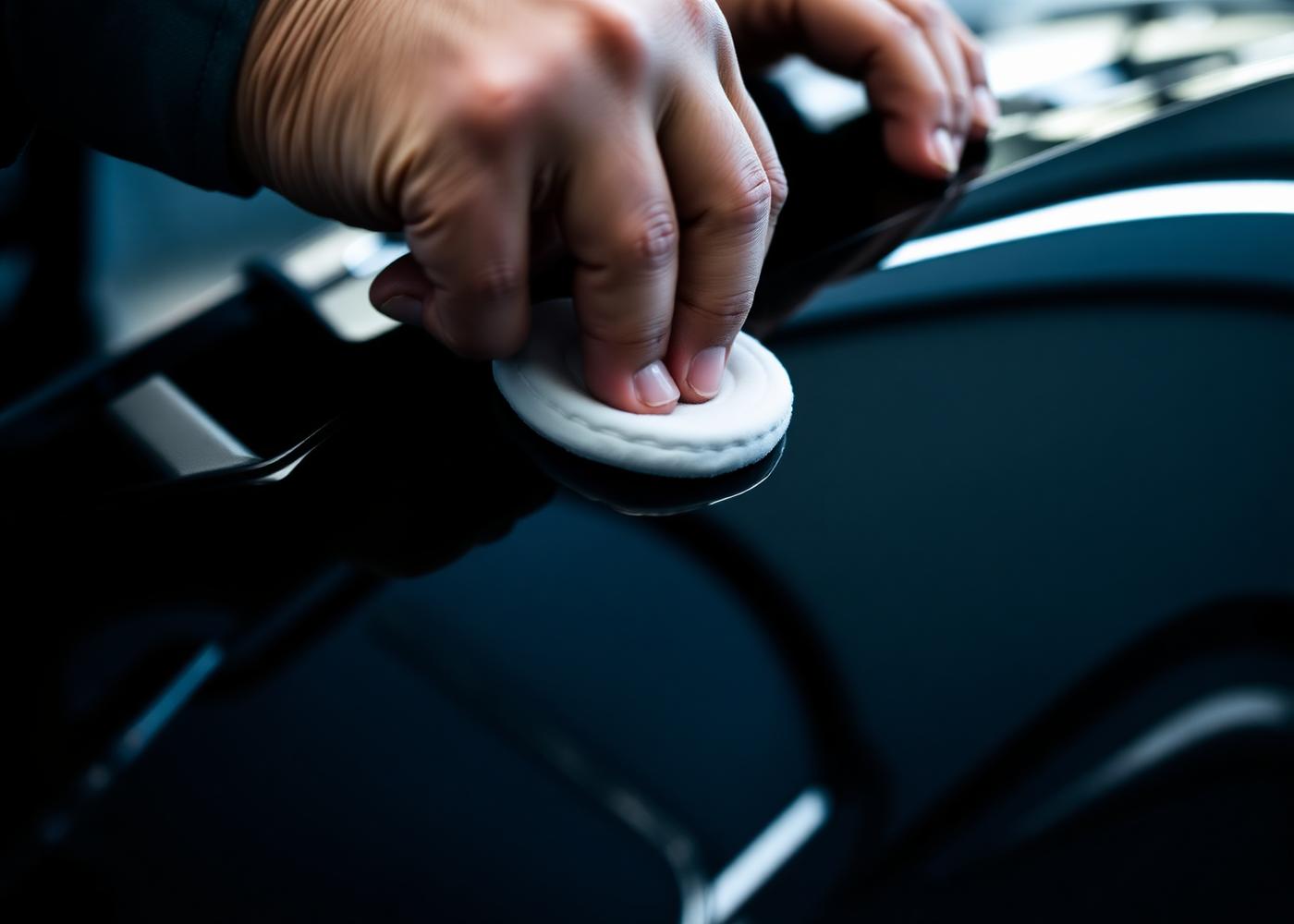 Master technician polishing luxury vehicle